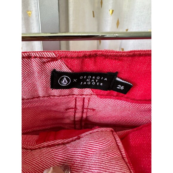 Volcom X Georgia May Jagger GMJ Collab High Rise Jegging Red Denim Jeans 26 - Picture 4 of 5